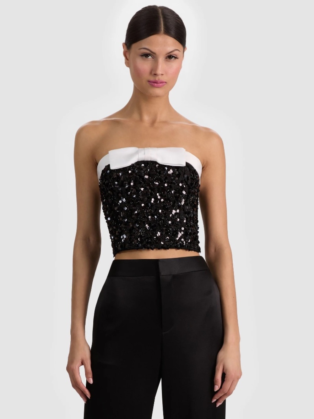 Alice + Olivia Katya Embellished Bow top